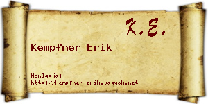 Kempfner Erik névjegykártya
